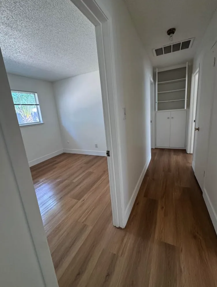 Clean hardwood floors and hallway after a Folsom move-out clean