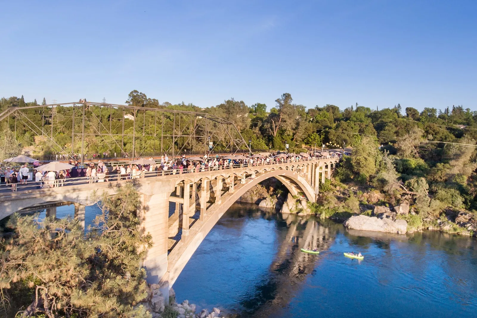 Rainbow Bridge over the American River in Folsom, California